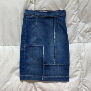 Frame Denim Dark Blue Patchwork Denim Skirt